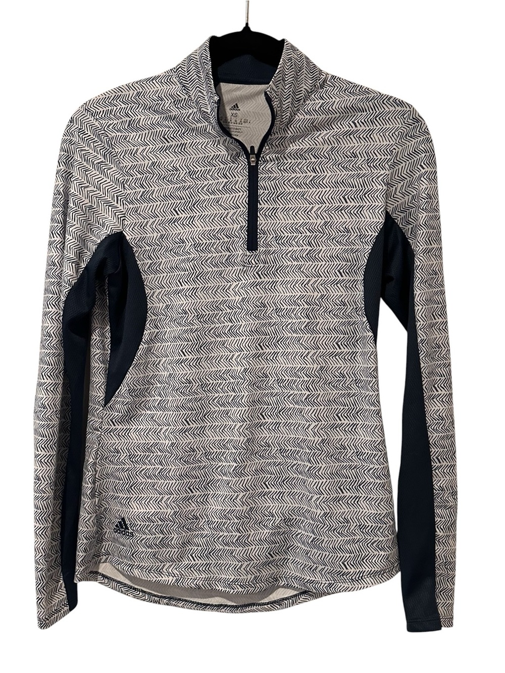adidas White & Navy Chevron Quarter-Zip Pullover - golf shirt